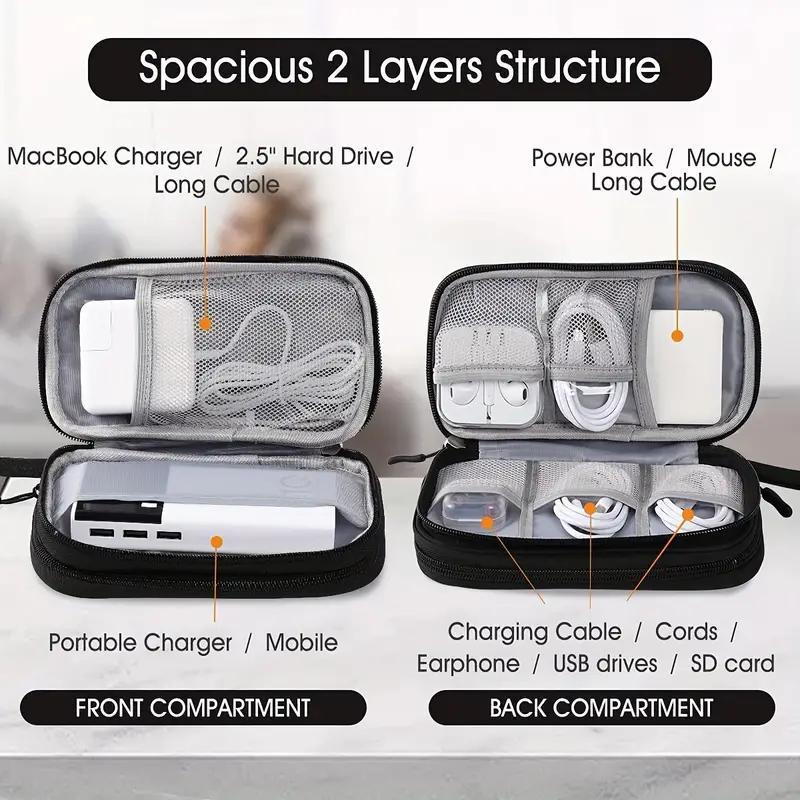 Electronic Storage Bag, 1 Count Travel Cable Organizer, Electronic Accessories Storage Bag for Power Bank, Charging Cable, Mouse, USB Digital Line