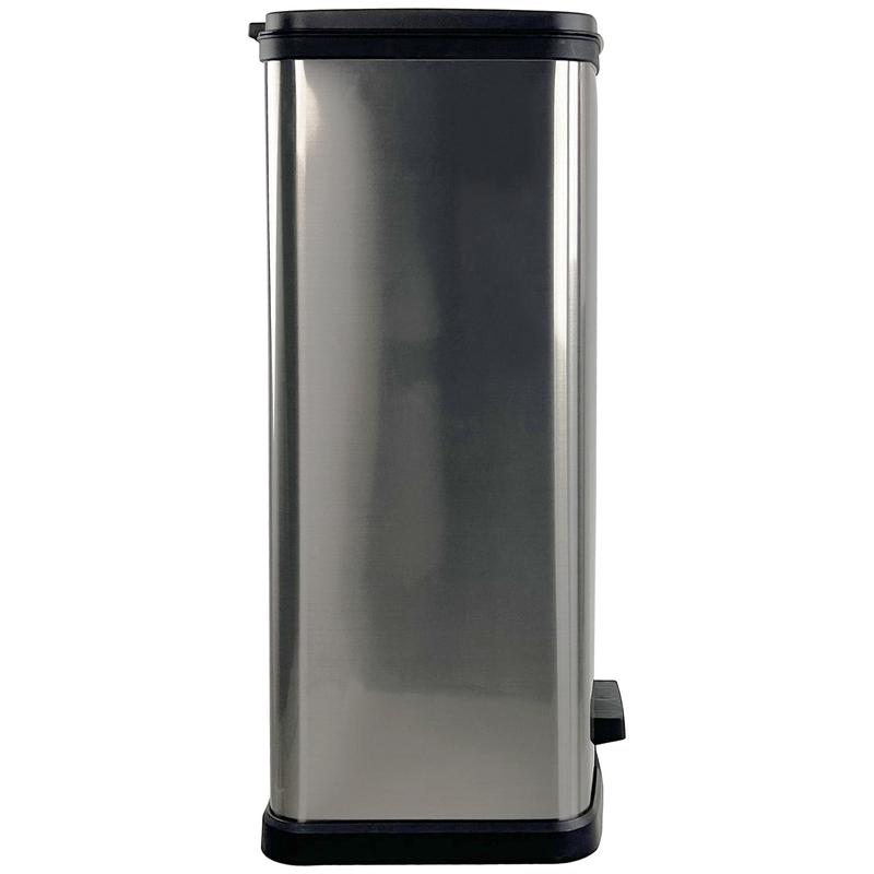 Mainstays 13.2 Gallon Trash Can, Plastic Rectangular Step Kitchen Trash Can, Silver