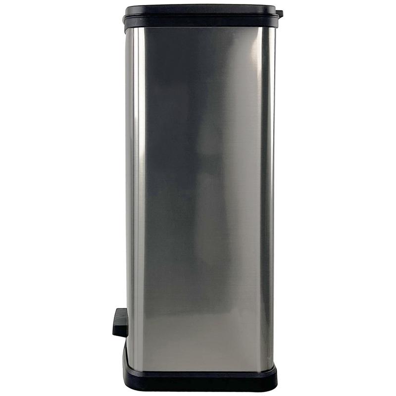 Mainstays 13.2 Gallon Trash Can, Plastic Rectangular Step Kitchen Trash Can, Silver