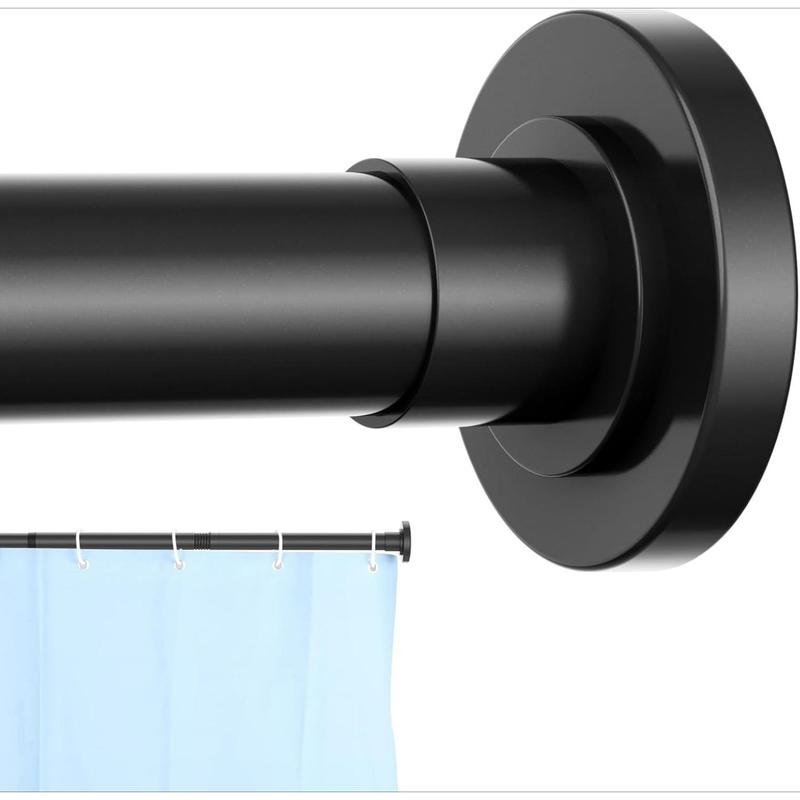 Black Shower Curtain Rod 31 to 43 Inch,1 Inch Diameter Adjustable Spring Tension Stainless Steel Telescoping Rod,Easy Install,No Rust