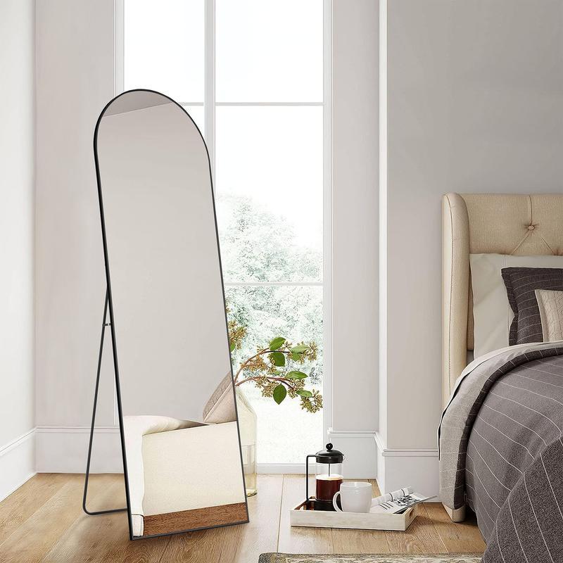 Full Body Mirror, 59''x 16'' Full Length Mirror w Black Aluminum Alloy Frame, Floor Not Fragile Tempered Mirror Leaning Against Wall for Living Room,Women Dressing Clothes Mirror