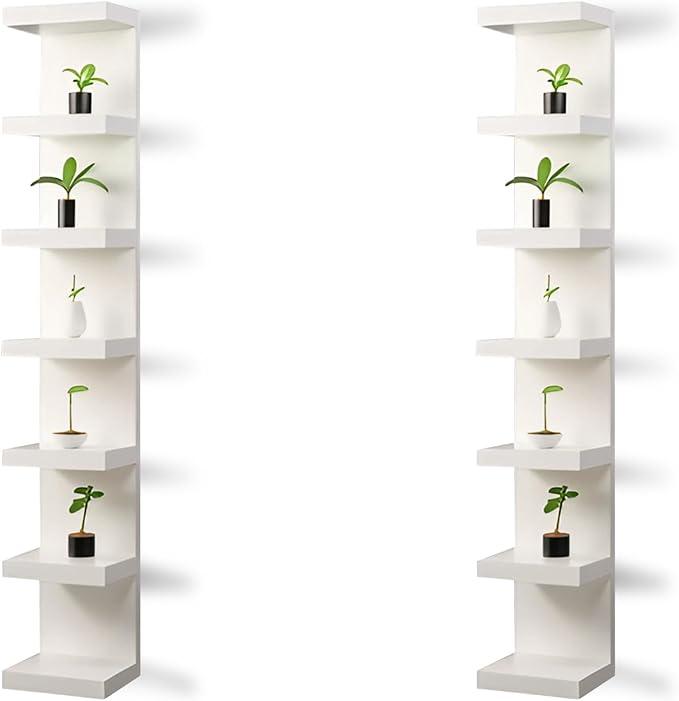 Home Stuff Wall shelf unit, 11 3 4x74 3 4,Use fixing devices suitable for the walls in your home. (2 x White)