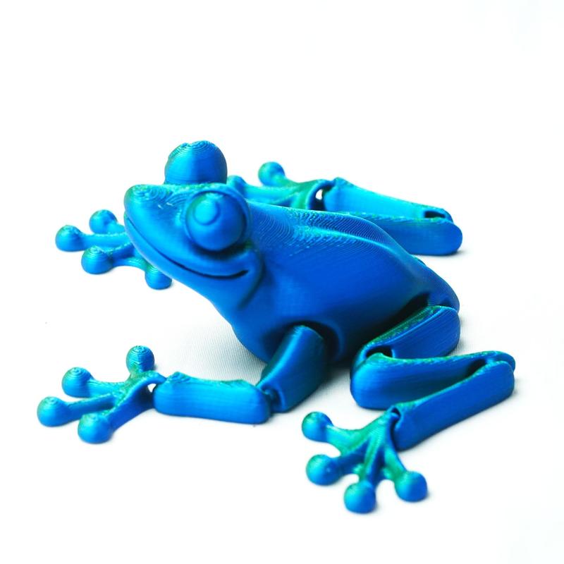 3D Printed Frog Design Figurine, Creative Joints Adjustable Collectible Toy, Desktop Ornament for Home Office Decor