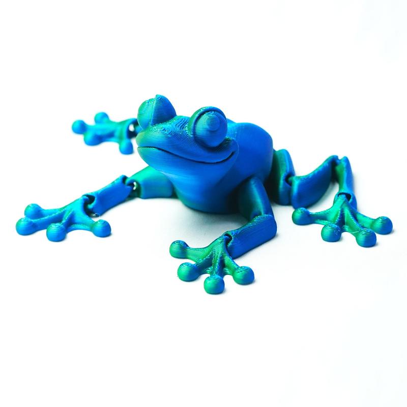 3D Printed Frog Design Figurine, Creative Joints Adjustable Collectible Toy, Desktop Ornament for Home Office Decor