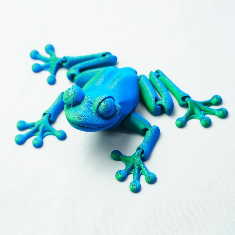 3D Printed Frog Design Figurine, Creative Joints Adjustable Collectible Toy, Desktop Ornament for Home Office Decor