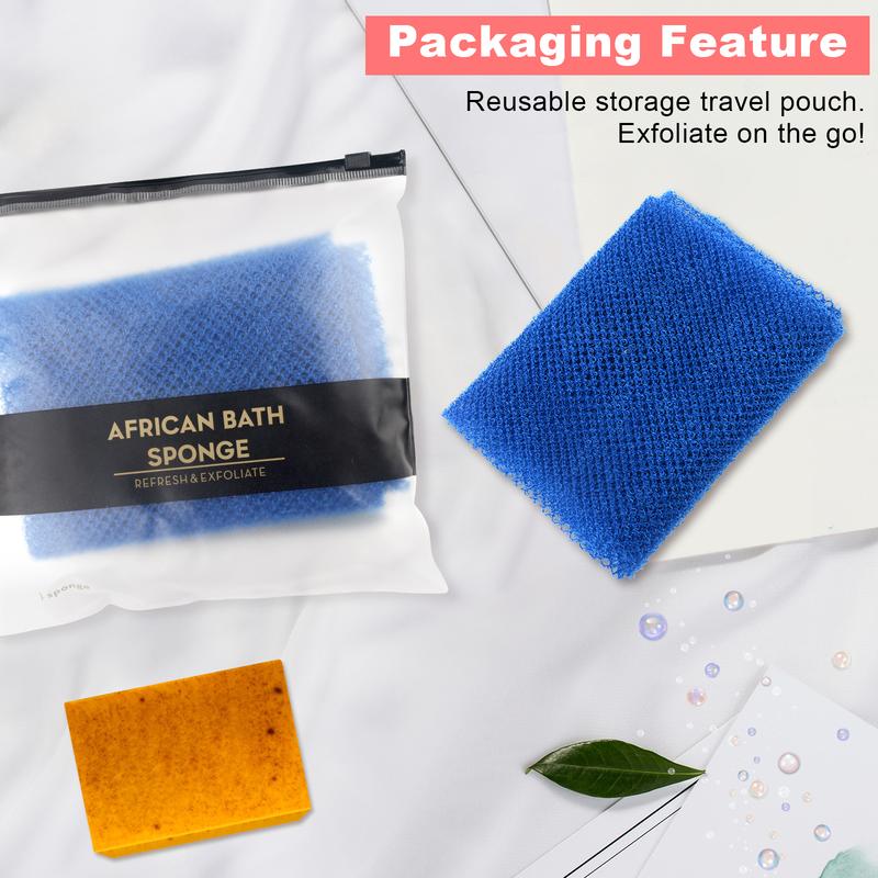 African Bath Sponge - Exfoliating for All Skin Types, Perfect for Shower & Bath, Back Scrubber