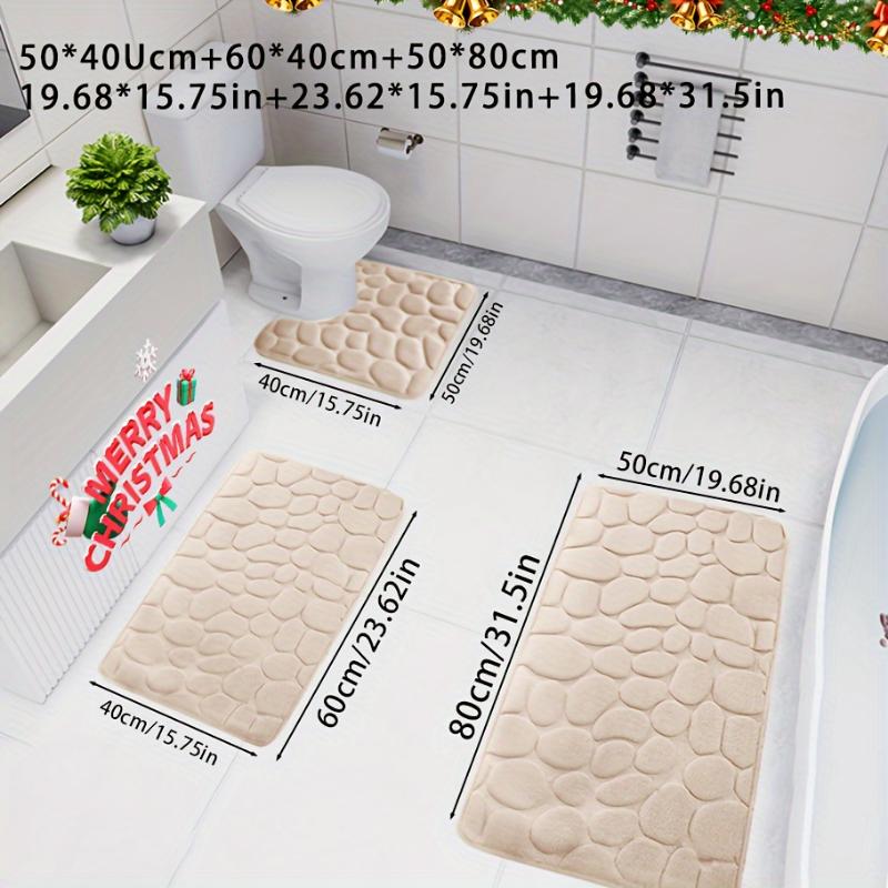 3pcs Ultra Soft Ultra Absorbent Bath Mat Set, Non-Slip Contour Carpet, Premium Bathroom Floor Mat, Bath Rug Set For Bathtub, Bathroom Accessories, Bathroom Decor Set, Home Decor Fleece