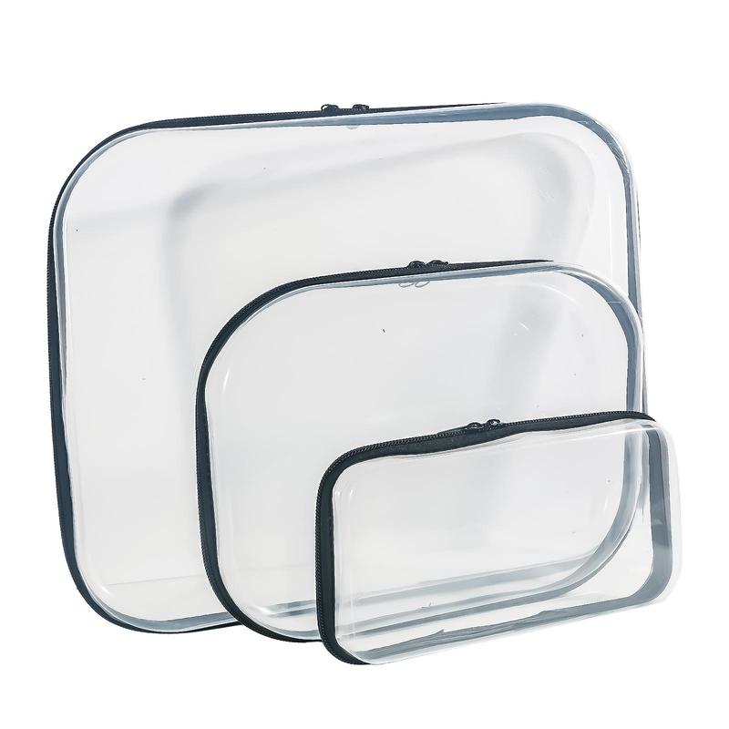 Clear PVC Zipper Storage Box, 3 Counts set Portable Waterproof Storage Organiser Bag, Multipurpose Storage Case for Pencil Toy Board Game