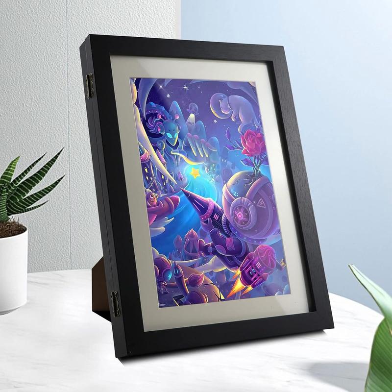 Kids Art Frame, Art Flip Photo Frame with Desktop Stand Front Opening Kids Artwork Frames Changeable Kids Artwork A4 Picture Frames for Kids Drawings, Artworks, Art Projects, Schoolwork (Black)