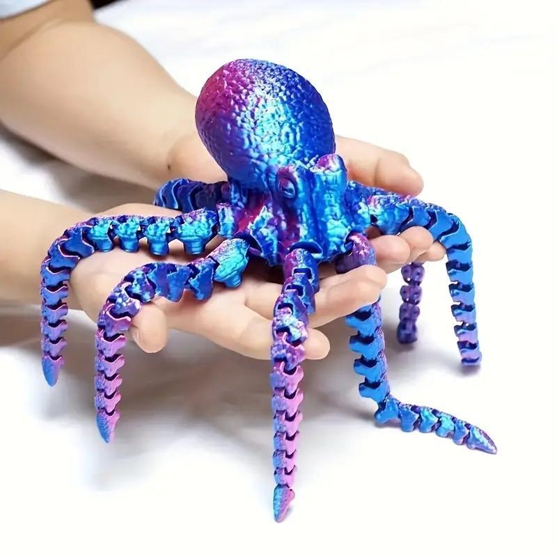 3D Printed Octopus Design Ornament, 1 Count Colorful Octopus Animal Decoration, Soft Joint Octopus Ornament, Desktop Decoration for Home Office