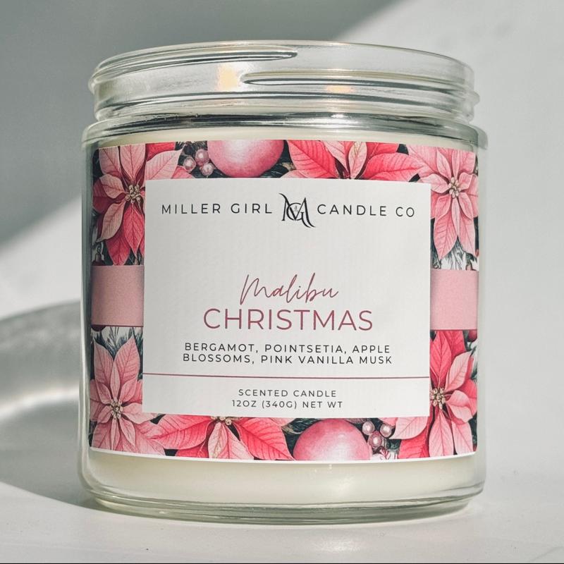 Malibu Christmas | Candles + Wax Melts | Winter Scents | 3 sizes | 60+ Hour Burn Time | Soy Blend | Scented Candles + Melts