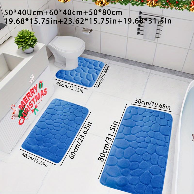 3pcs Ultra Soft Ultra Absorbent Bath Mat Set, Non-Slip Contour Carpet, Premium Bathroom Floor Mat, Bath Rug Set For Bathtub, Bathroom Accessories, Bathroom Decor Set, Home Decor Fleece