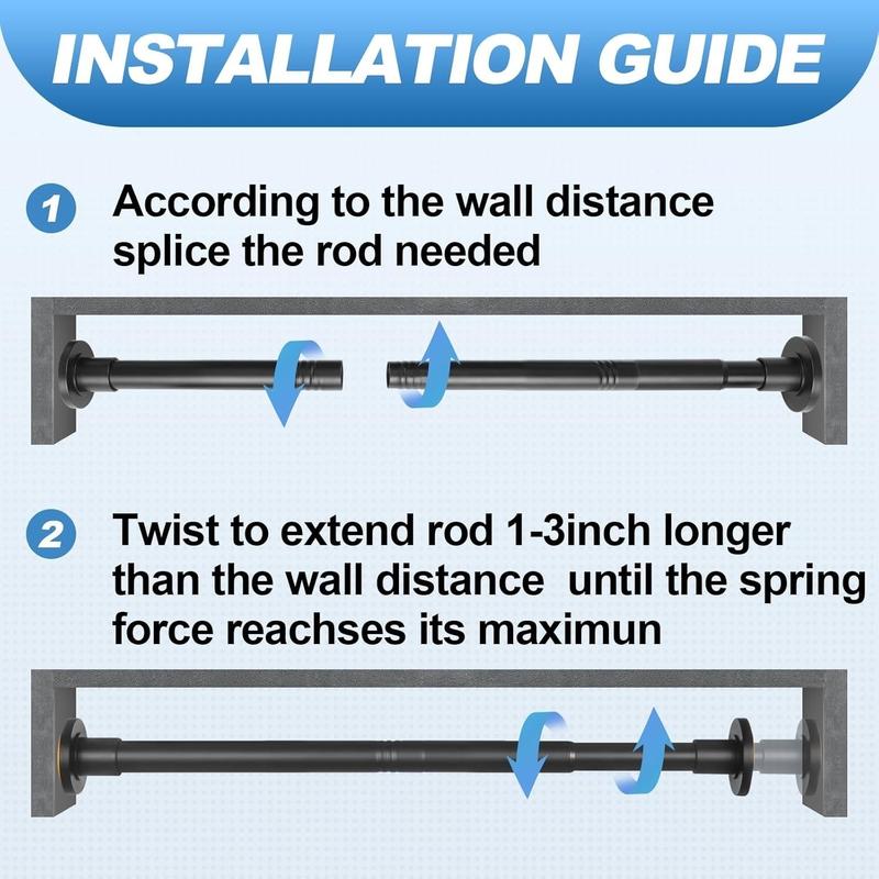 Black Shower Curtain Rod 31 to 43 Inch,1 Inch Diameter Adjustable Spring Tension Stainless Steel Telescoping Rod,Easy Install,No Rust