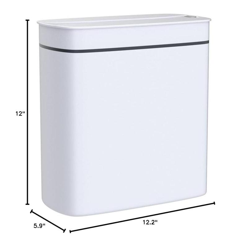 14 Liter Automatic Trash with lid,3.6 Gallon Touchless Trash or Kick,Garbage Cans,Bathroom,Office,Bedroom,Room,White