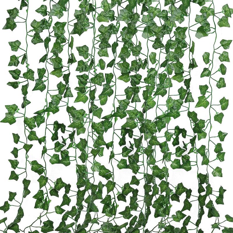 RECUTMS 118 Inches Plant Garland Hanging Vines with Lights LED Strings Artificial Ivy Fake Vines Greenery Garland Hanging Leaf Plants Faux Silk Green Leaves Plastic Plant for Party Room Decor Decorative christmas gifts