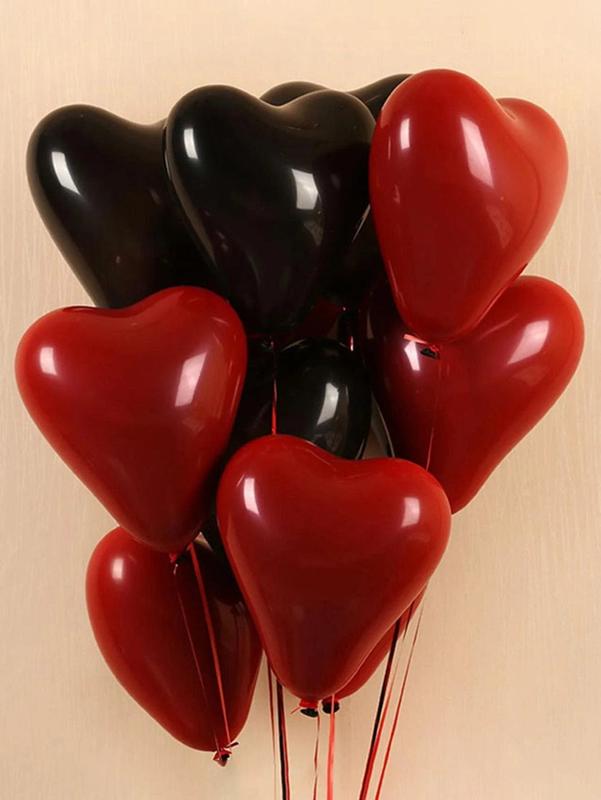 20Pcs Heart Shaped Balloons Red Pink Black Latex Balloon for DIY