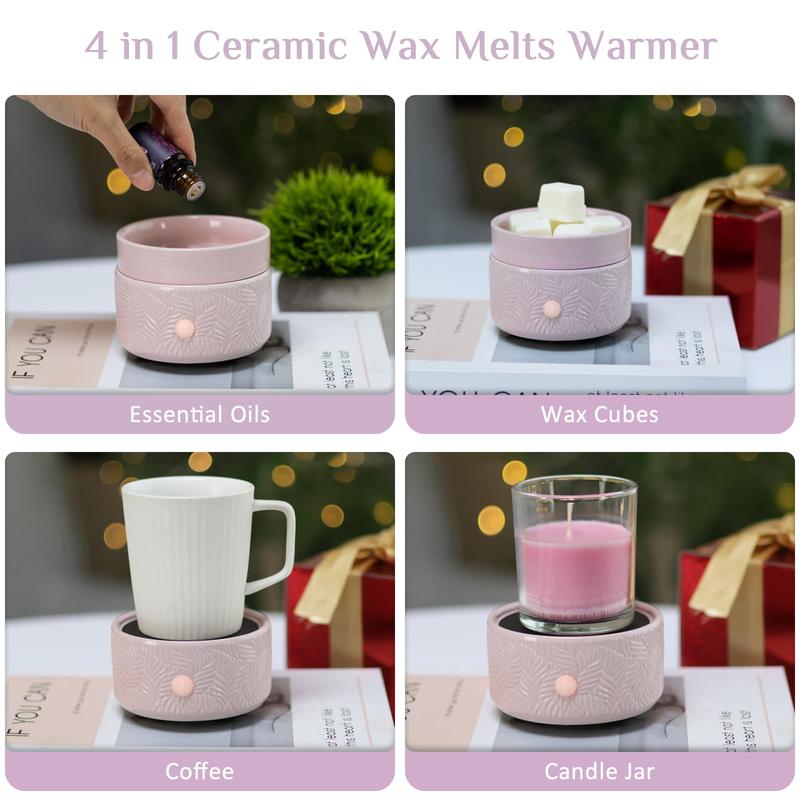 Candle Wax Melts Warmer Burner - Ceramic Essential Oil Burner Warmer 3-in-1 Fragrance Wax Melter for Scented Wax Tart Cube Aromatherapy Home Office Bedroom Decor Gifts