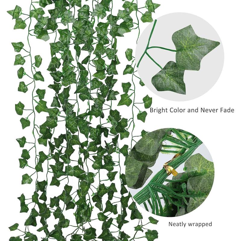 RECUTMS 118 Inches Plant Garland Hanging Vines with Lights LED Strings Artificial Ivy Fake Vines Greenery Garland Hanging Leaf Plants Faux Silk Green Leaves Plastic Plant for Party Room Decor Decorative christmas gifts