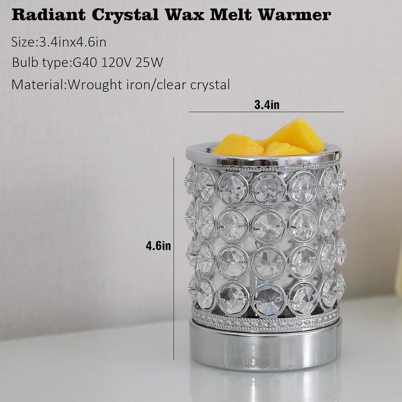 Electric Crystal Wax Melt Warmer - Bulb Heating, Elegant Crystal Design, Quickly Melts Wax Blocks, Releases Long-Lasting Fragrance, Perfect Candle Wax Burner and Wax Warmer for Home Decor