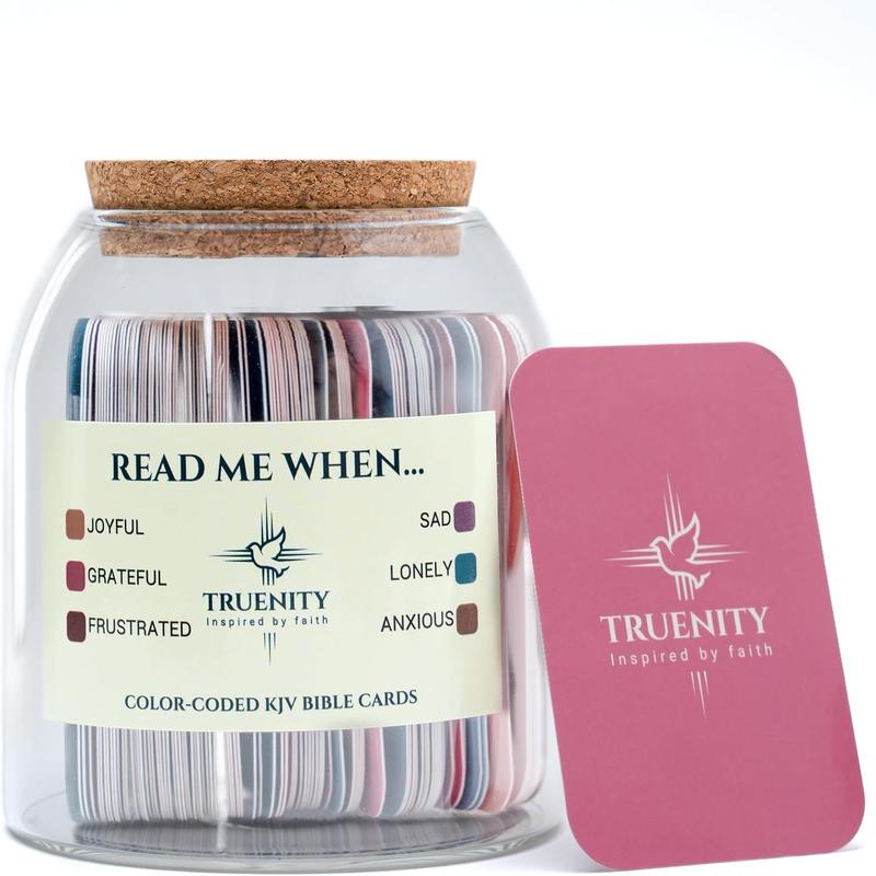 Read Me When Bible Verses Jar,102 KJV Color Coded Bible Verses in a Jar for Emotions. Large Opening Hope Jar of Bible Verses w Cork Lid & Large Text Cards. Christian Gifts for Women & Men Bottles Glossy