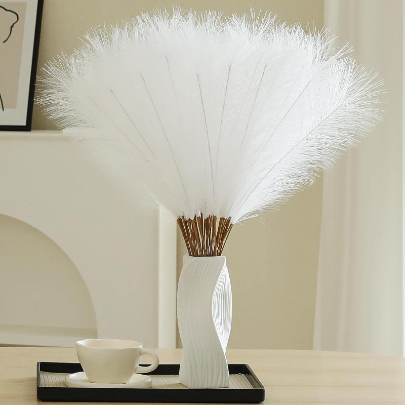 Artificial Pampas Grass, 15pcs Faux Pampas Grass, Fake Pompas Grass Branches for Home Wedding Boho Decor