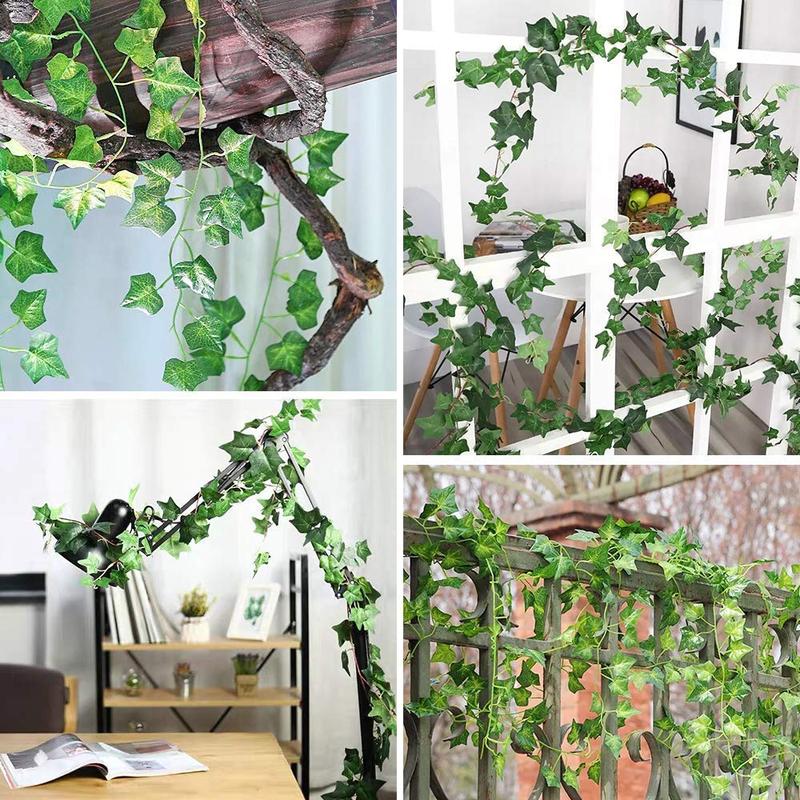 Artificial Ivy Leaves, 12pcs set Fake Ivy Leaves, Fake Hanging Plant Vine, Greenery Garlands for Bedroom Wall Decor, Wedding Party Living Room Decor