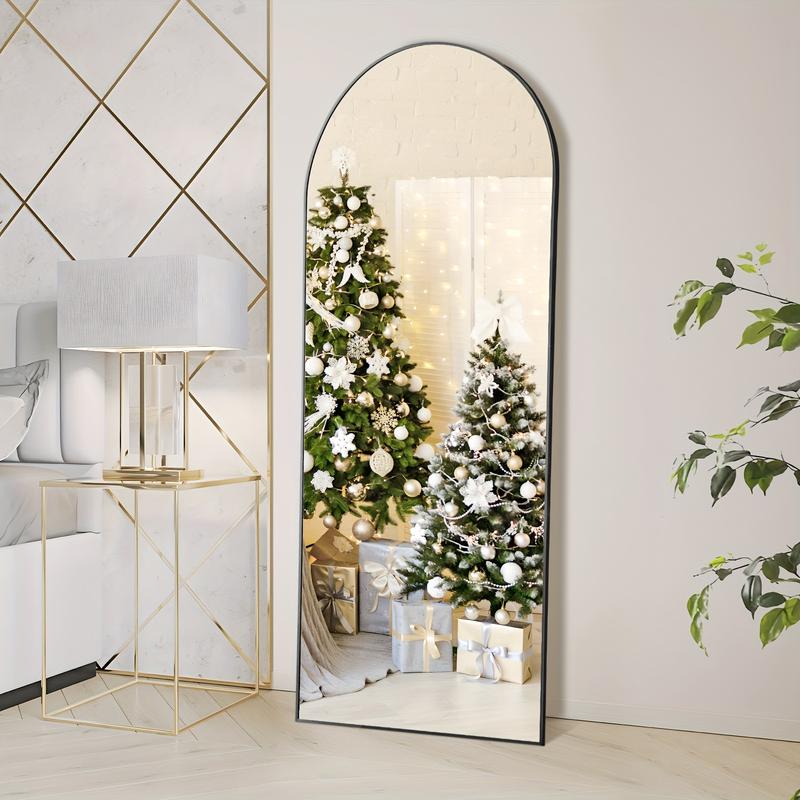 Arched Full Length Mirror, Full Body Mirror With Stand, Hanging Or Leaning For Wall, Aluminum Alloy Thin Frame Floor Standing For Hotels And Bathrooms