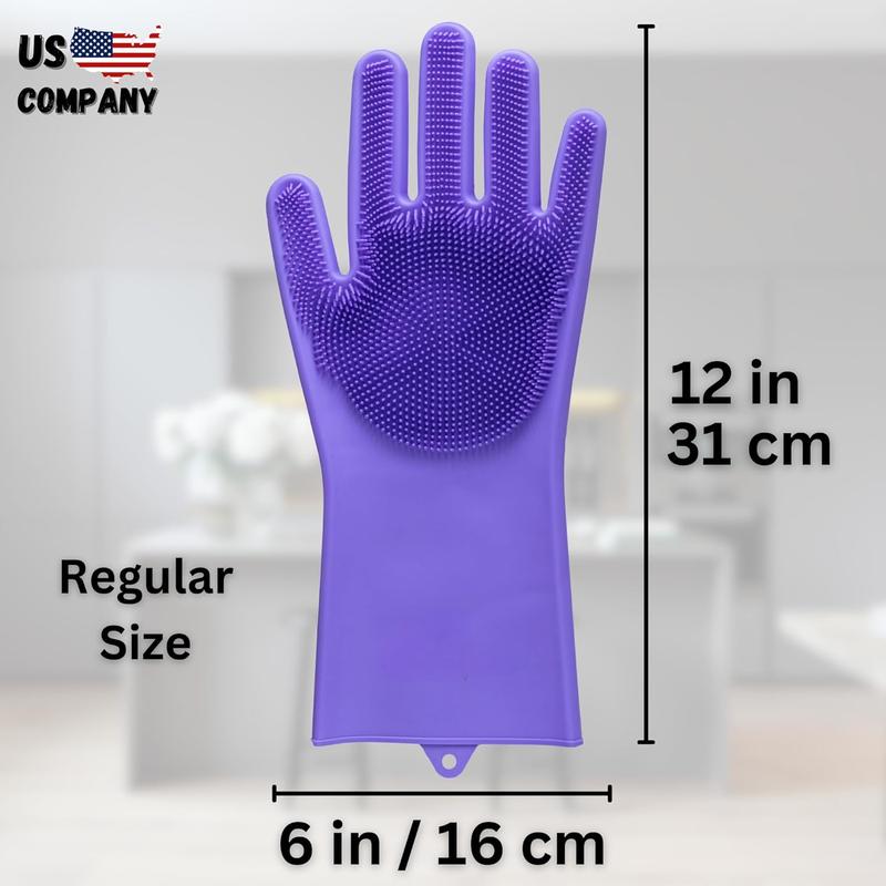 Dog Washing Gloves with Bristle Scrubbers, Reusable Silicone Gloves ideal for Pet Bathing, Massaging & Grooming