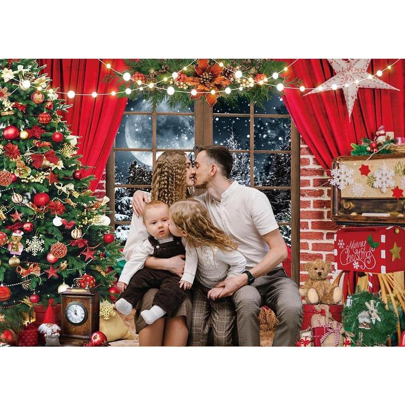 7x5ft Christmas Backdrop Xmas Window Photo Backdrop Christmas Party Banner Photo Backdrops Xmas Eve Photo Booth Props Backdrop 235