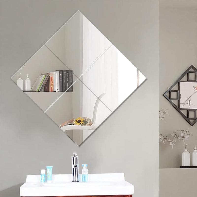 Mirror Full Body, 4 Counts Wall Mirror Sticker, Self Adhesive Acrylic Mirror Sheets, Household Mirror for Bedroom Bathroom Washroom Dormitory, Summer Gifts