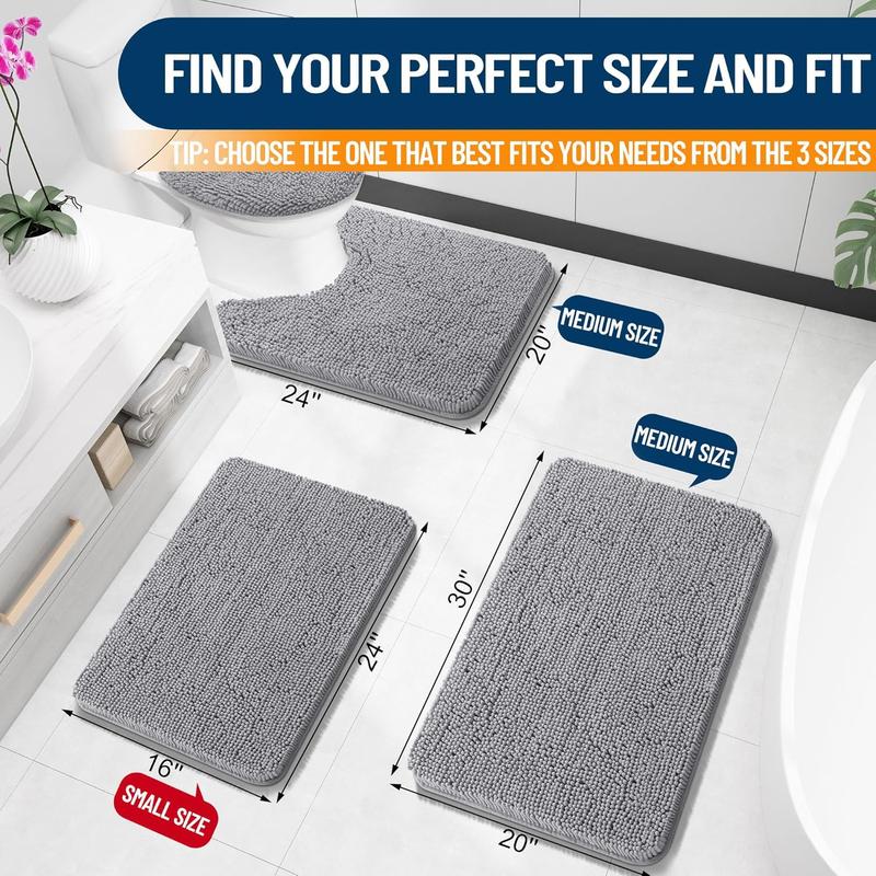 Bathroom Rugs 30x20, Extra Soft Absorbent Chenille Bath Rugs, Rubber Backing Quick Dry, Machine Washable Bath Mats for Bathroom Floor, Tub and Shower