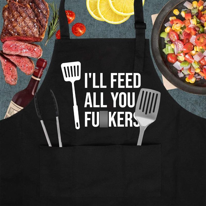 Miracua Funny Cooking Aprons for Men Women - Dad Gifts, Funny Gifts for Men Mom - Fathers Christmas, Birthday Gifts for Dad Step Dad Brother Boyfriend Husband - Cool BBQ Grilling Chef Apron for Men