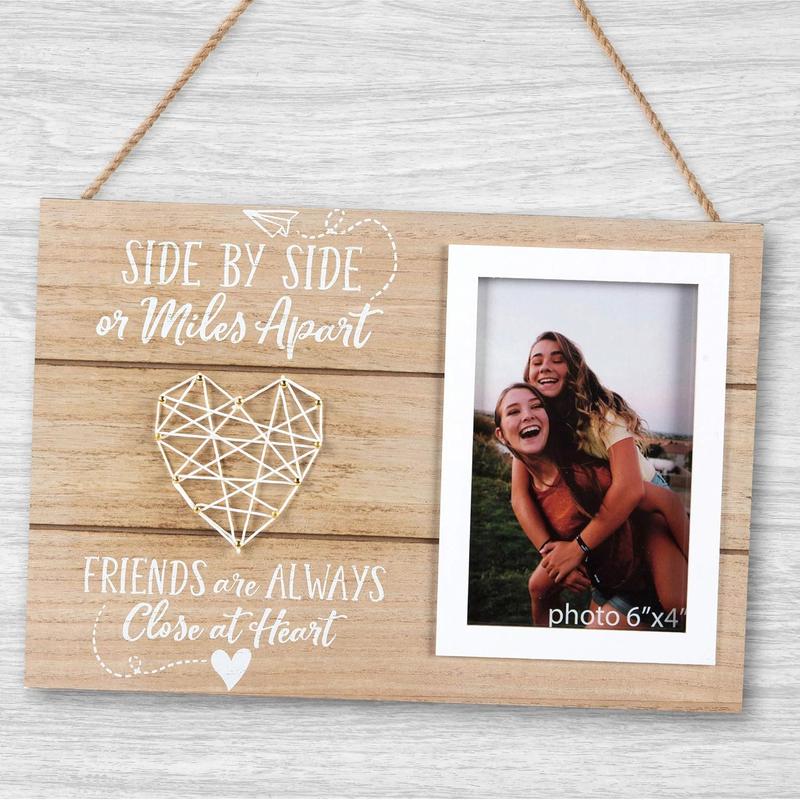 Friends Picture Frame Gift - Long Distance Friendship Gifts For BFF - Friend Birthday Gifts for Women, BFF, Bestfriend, Besties - Side By Side Or Miles Apart - 6X4 Inches Cute Photo