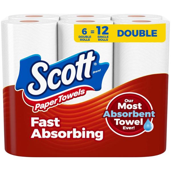 [Christmas Sale] Scott Paper Towels, Choose-A-Sheet, 6 Double Rolls = 12 Regular Rolls (100 Sheets Per Roll) Christmas Gift