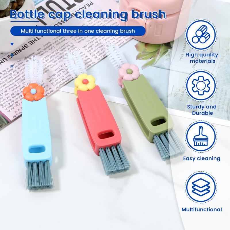 Christmas Gift 6Counts Cup Lid Cleaning Brush Multifunctional Bottle Gap Cleaner Brush 180° Rotatable Cup Lid Gap Cleaning Brush Set Hangable Cup Crevice Cleaner Portable 3 Colors Cup Lid Cleaner for Bottle Cleaning