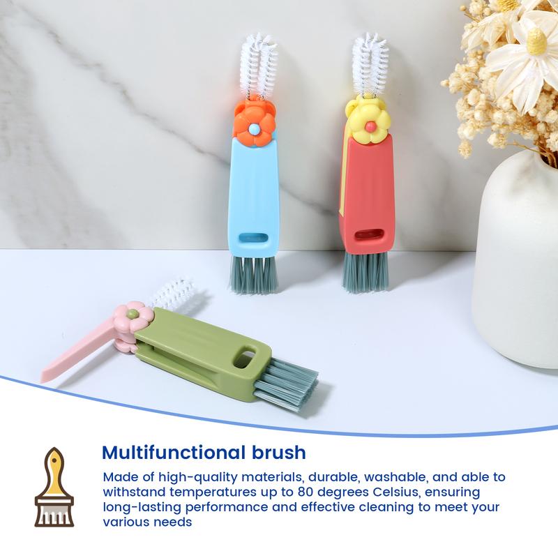 Christmas Gift 6Counts Cup Lid Cleaning Brush Multifunctional Bottle Gap Cleaner Brush 180° Rotatable Cup Lid Gap Cleaning Brush Set Hangable Cup Crevice Cleaner Portable 3 Colors Cup Lid Cleaner for Bottle Cleaning