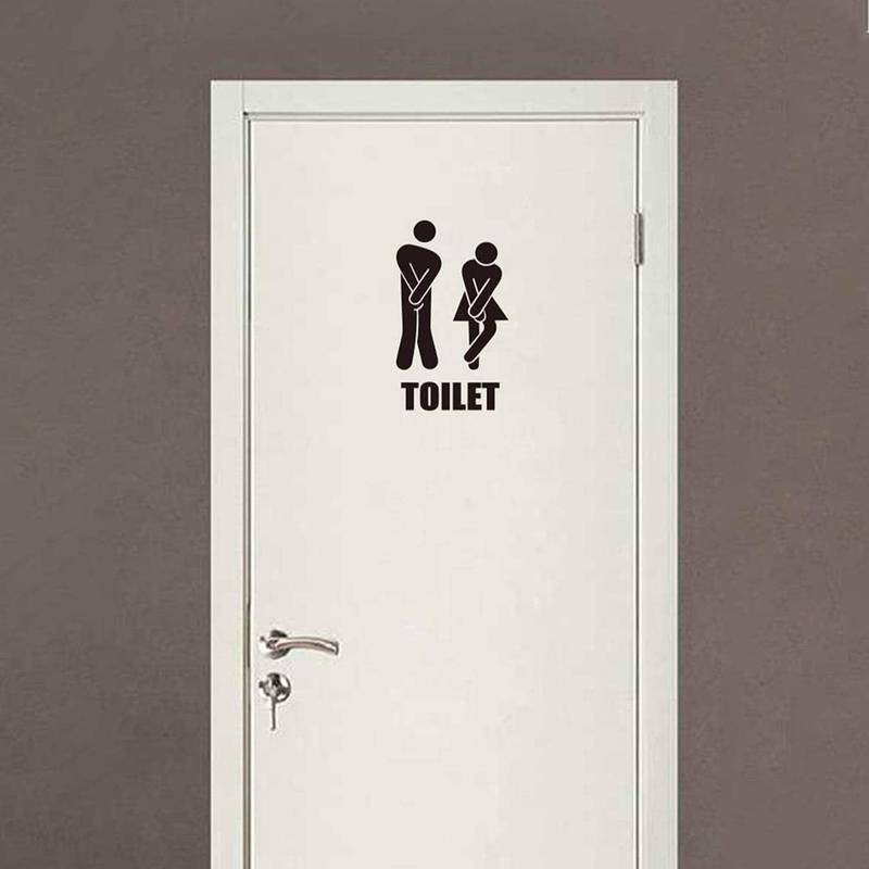 Toilet Door Sticker, 1 Count Creative Personalized Door Sticker, Toilet Sign for Bathroom, Home Decoration