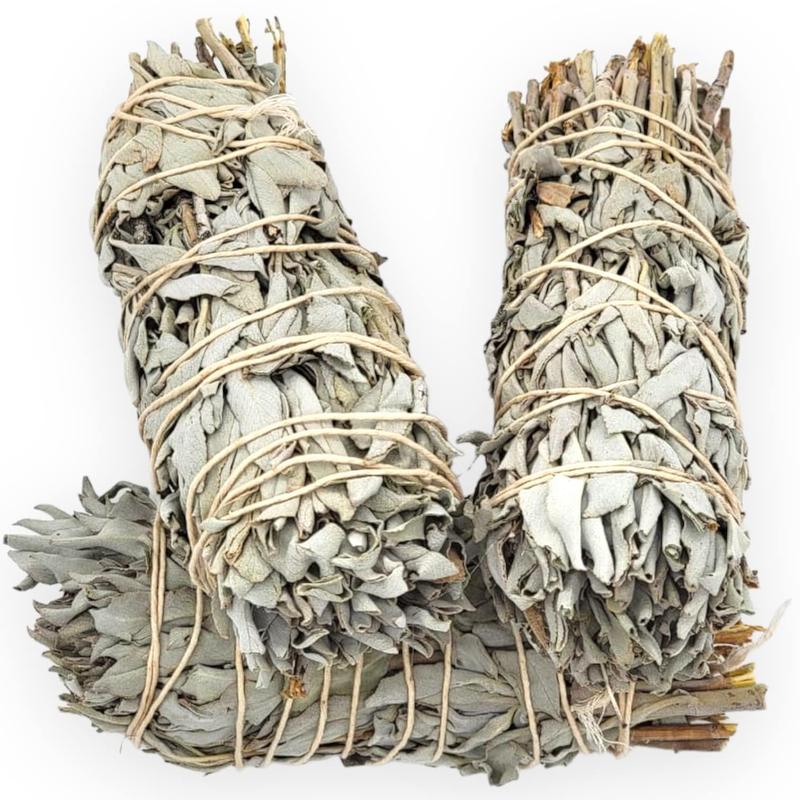 (Pack of 3)- Yerbero - Premium 5 Inches Long California White Sage |Super Thick 2 Inches Width | 3 Hand Tied Wands - Smudging Kit for Home Cleansing, Meditation, Relaxation, Peace, Love, Purifying.