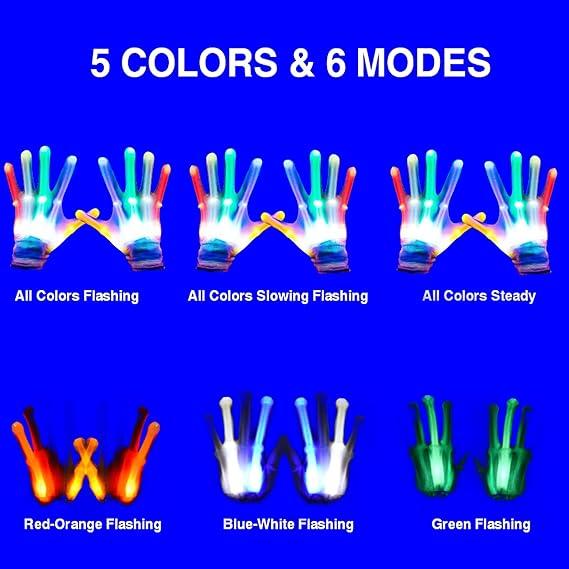 LED Finger Gloves,Finger Light Gloves,LED Gloves for Teen and Adult Gifts,The Toys for 13 and Up Year Old Boys Girls,Light Up Gloves Have 5Color 6Mode,in Halloween Chrismas Party(1 Pair M)… Accessories Christmas Comfortable Lightweight