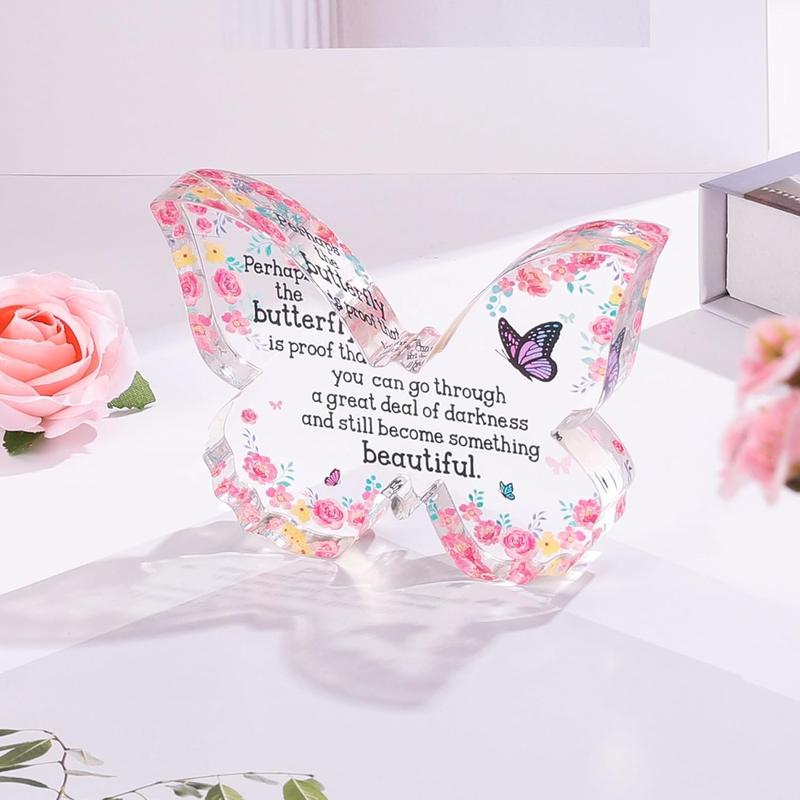 Inspirational Butterfly Acrylic Plaque, Motivational Gifts for Women, Coworkers, Friends – Encouragement, Cheer Up, Uplifting Positive Butterfly Decor