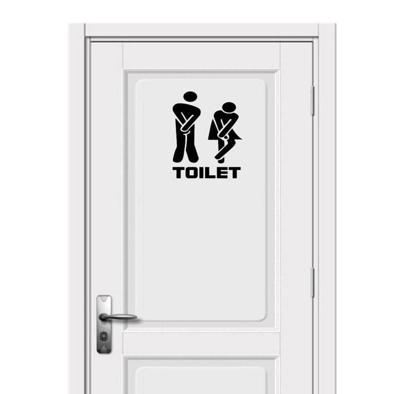 Toilet Door Sticker, 1 Count Creative Personalized Door Sticker, Toilet Sign for Bathroom, Home Decoration