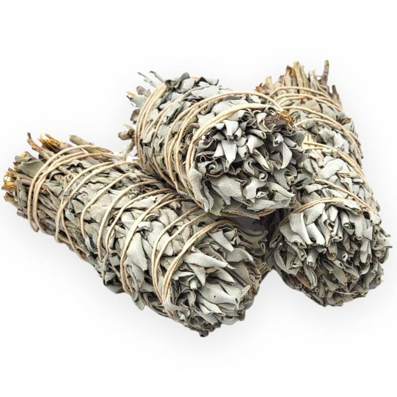 (Pack of 3)- Yerbero - Premium 5 Inches Long California White Sage |Super Thick 2 Inches Width | 3 Hand Tied Wands - Smudging Kit for Home Cleansing, Meditation, Relaxation, Peace, Love, Purifying.