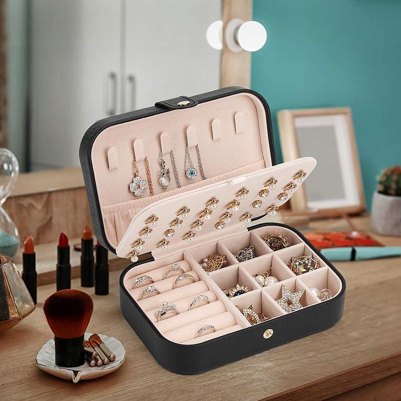 Jewelry organizer-jewelry organizers and ,jewelry box,Mini Jewelry case Double Layer Travel Jewelry Organizer for Women Girls Gift cosmetic storage