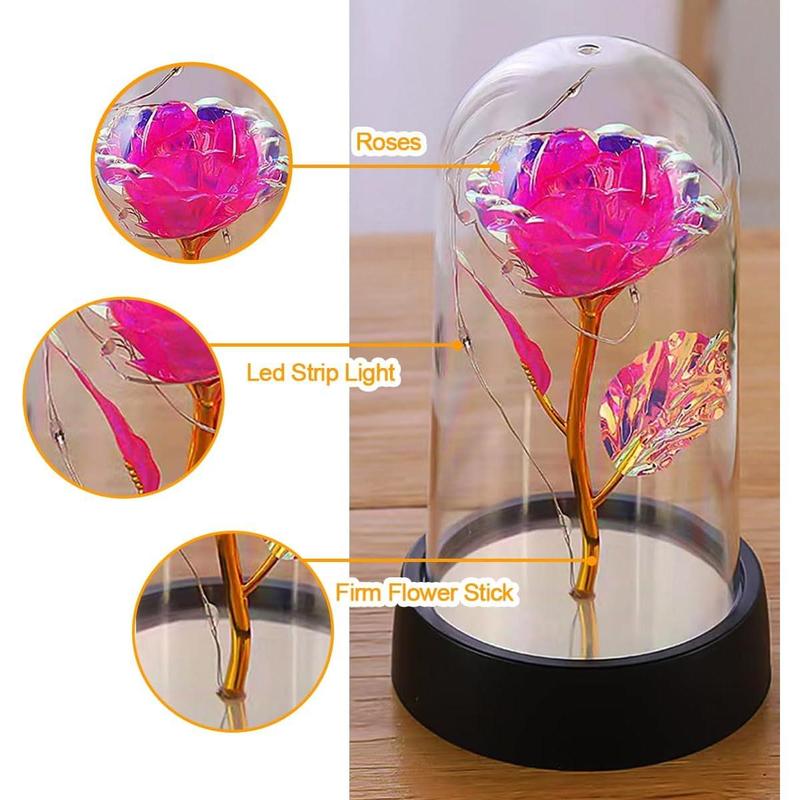 Rose Flower Gifts for Women,Galaxy Rose in Glass Dome,Lighted Eternal Flower,Forever Rose,Mom Womens Gifts for Christmas-Valentines Day Gifts for Her