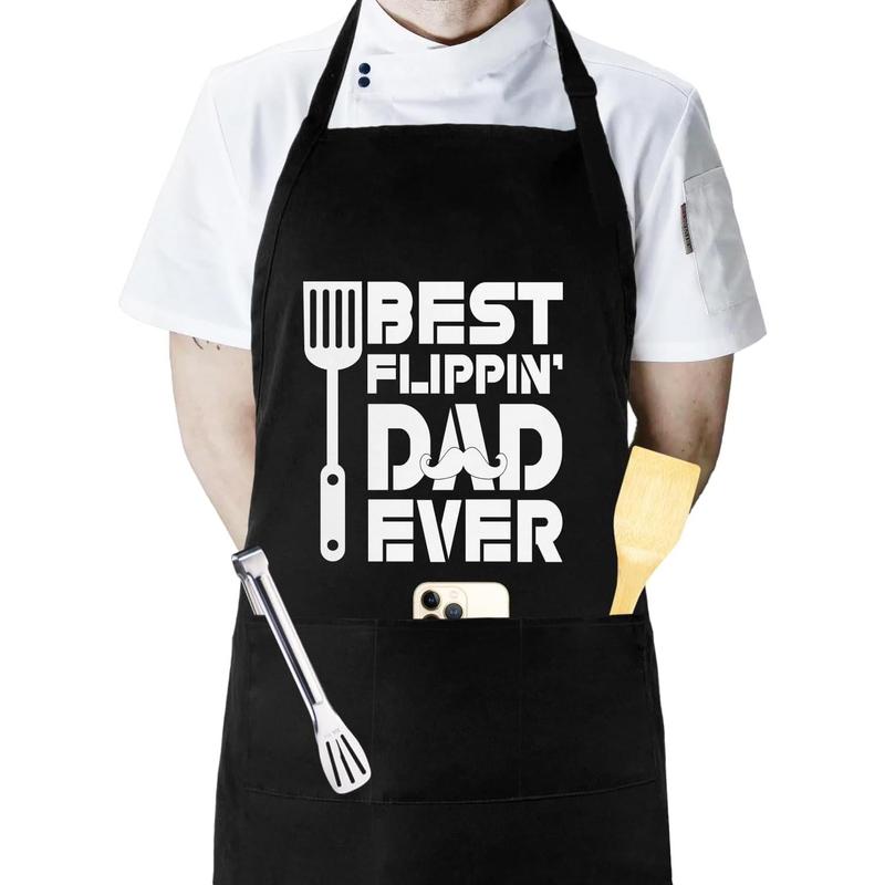 Funny Apron for Dad with 3 Pockets, Father Day Christmas Gift for Papa Husband Men, Aprons for Grilling Cooking BBQ