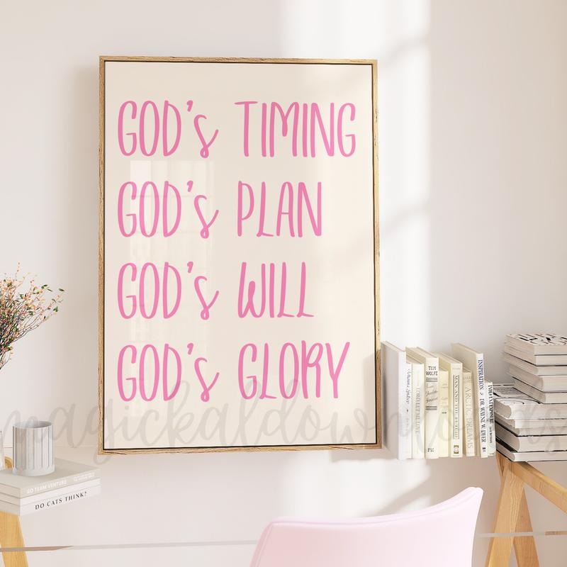 Preppy Pink Christian Printable Wall Art, Bible Verse Scripture Dorm Room Wall Art, Pink Wall Decor