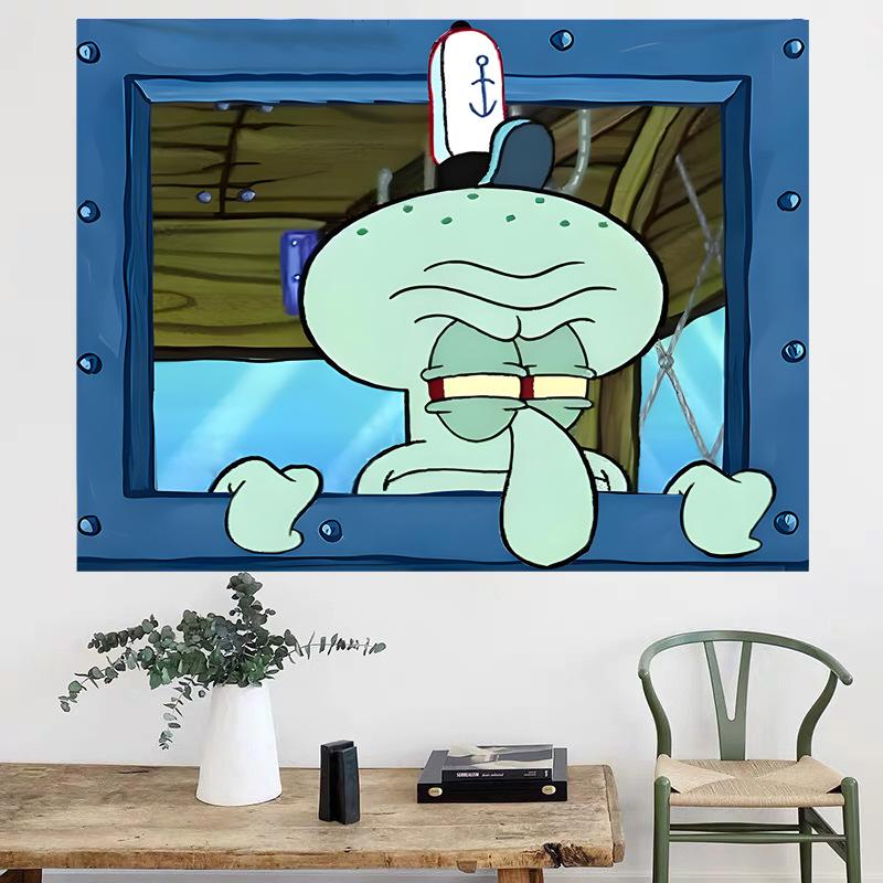 sponge baby Cartoon Back WallTapestry Wall Decoration BackgroundCloth Bedroom Dormitory RentalRoom Wall Tapestry. AnimeSquidward University DormitoryPrivate Room Man Cave FraternityWall Decoration Plastic Surgery