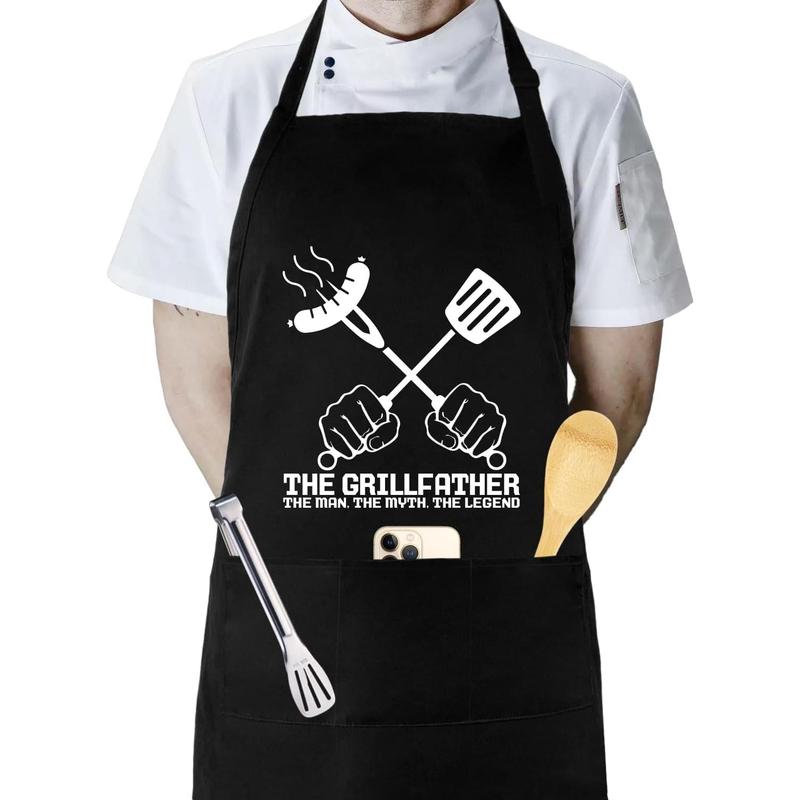 Funny Apron for Dad with 3 Pockets, Father Day Christmas Gift for Papa Husband Men, Aprons for Grilling Cooking BBQ