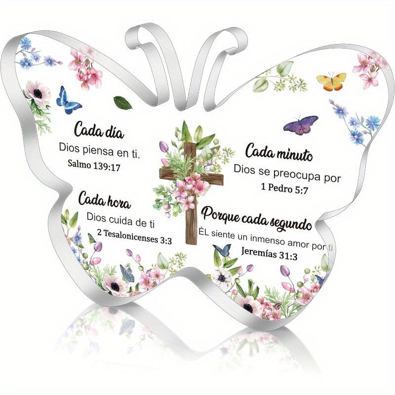 Spanish Christian Acrylic Gifts - Religious Inspirational Gift with Bible Verse Prayers Gifts for Women Faith Keepsake Paperweights for Home Decor Scripture Gifts for Valentines Birthday Gifts