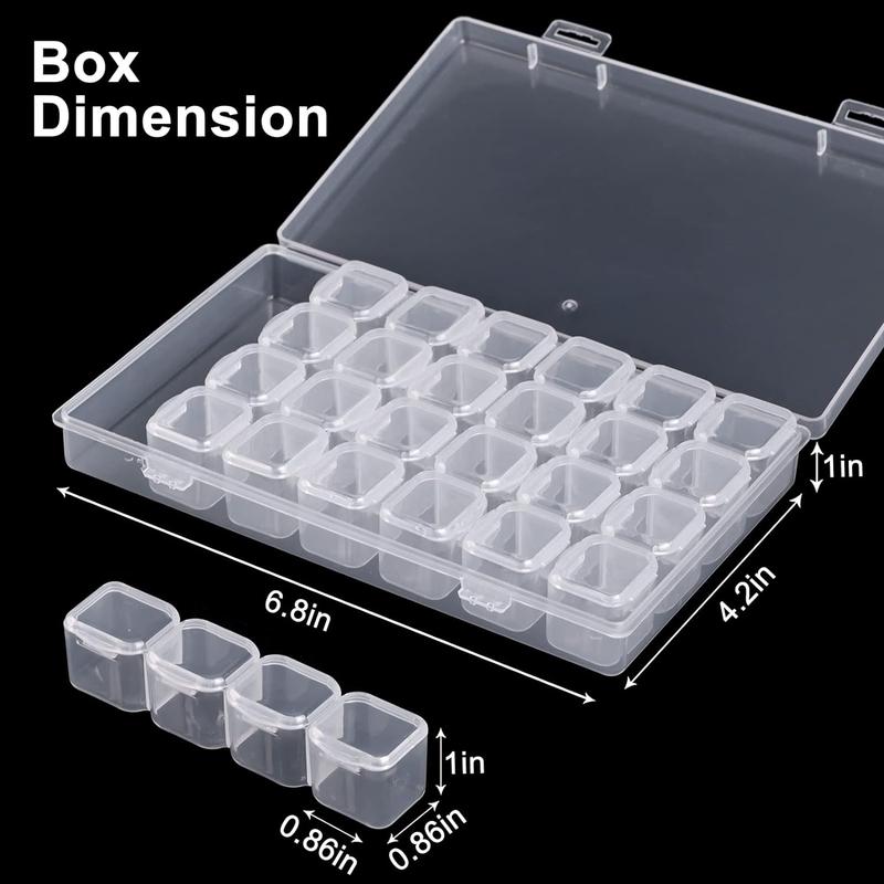 168 Slots Diamond Painting Storage Containers, 6pcs 28 Grids Clear Diamond Painting Accessories and Tools Boxes Bead Organizers Diamond Art Embroidery Storage with Label Stickers